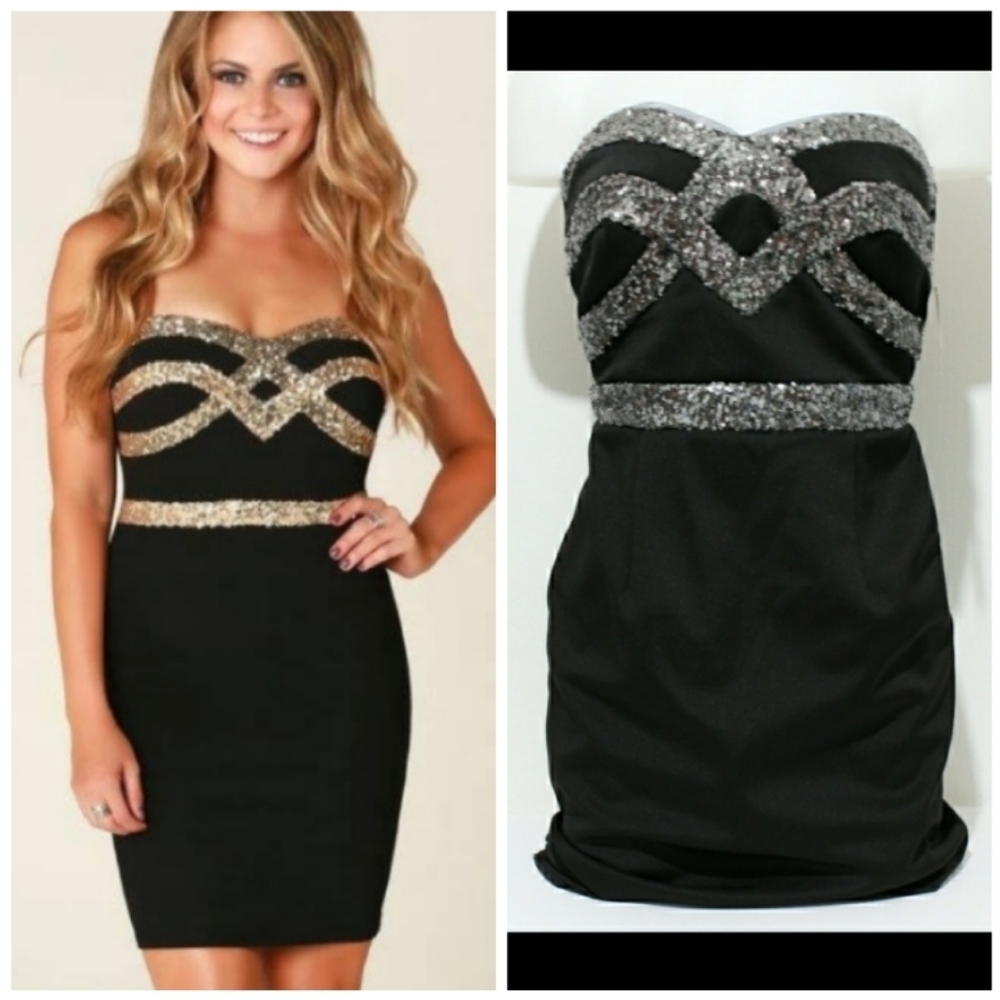 Blondie Nites black with silver sequins formal